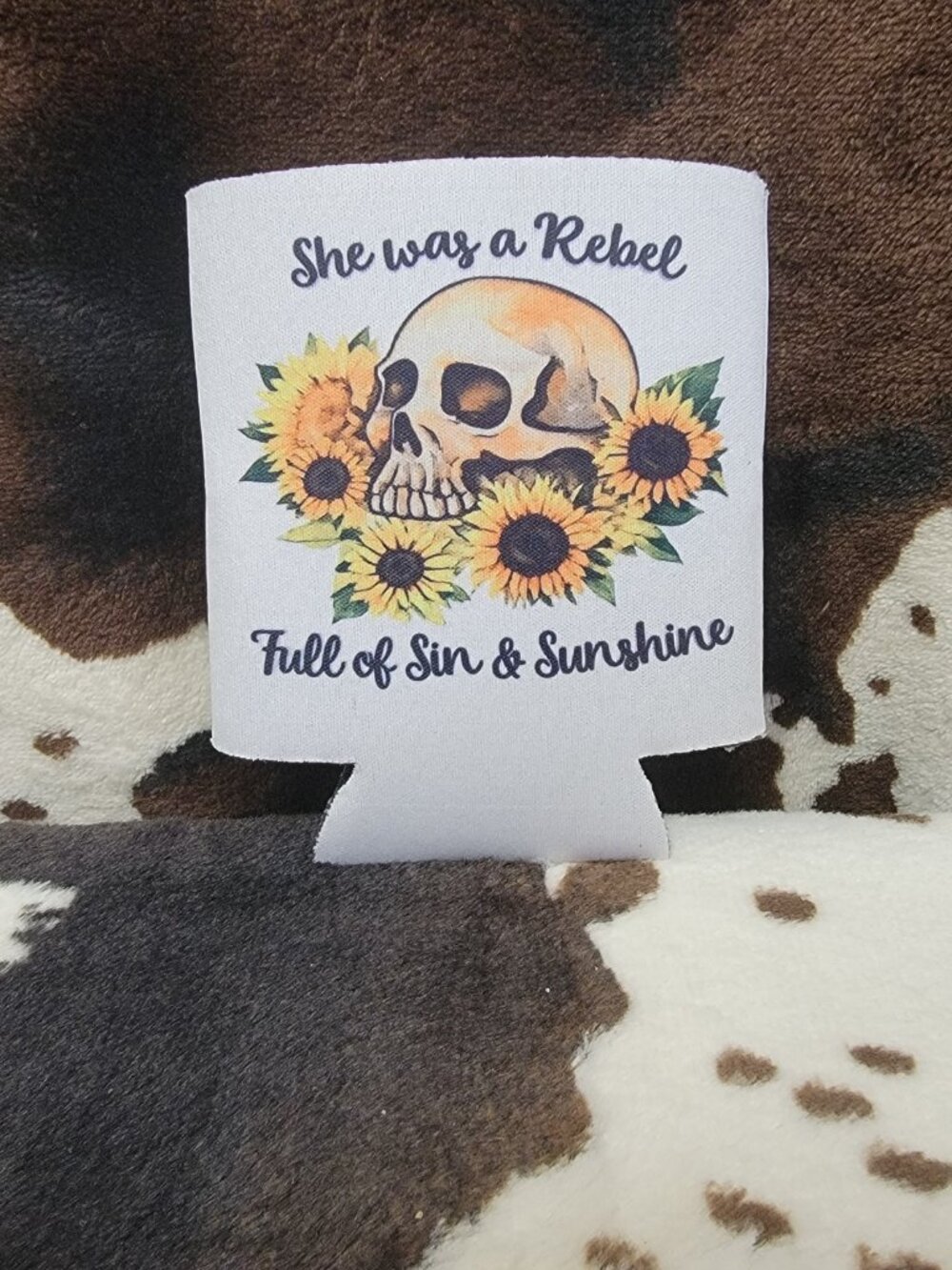 5 For $25 Rebel Skull Floral 12OZ Beverage Koozie Neoprene Drink Can Cooler